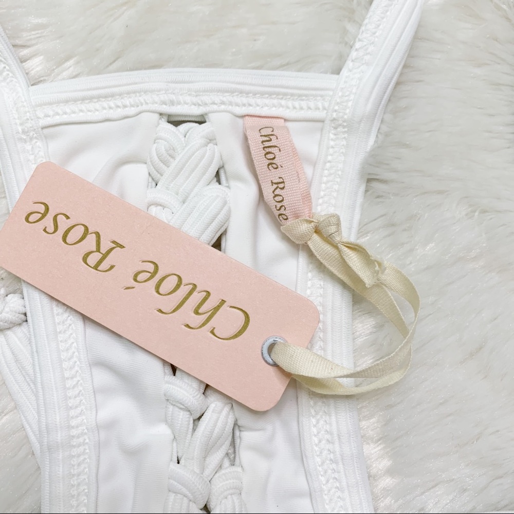 ❗️LAST 1 (S)❗️ Chloe Rose Carnation Cut Out 1Piece White Swimsuit - Picture 8 of 12